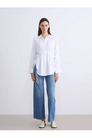 Lcwaıkıkı Classic Beyaz Bağlama Detaylı Kadın Gömlek Tunik