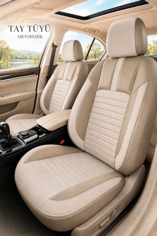 Audi A3 Sedan 2003+ Uyumlu İnci Serisi Bej Oto Koltuk Kılıfı