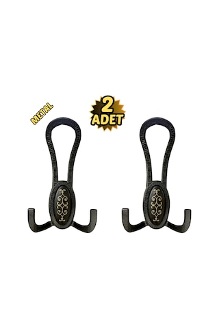 Siyah Desenli Vestiyer Portmanto 2 Adet Askılık Metal Siyah