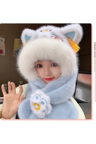 Şık Kışlık Polar Şapka, Kulaklıklı Kalın Ve Sıcak Polar Şapka, Stil 6 Beyaz