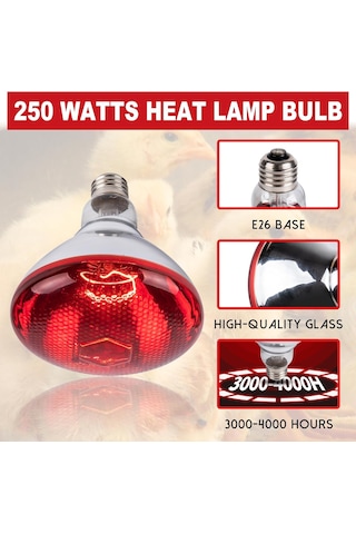 250w Tavuk Isı Lambası Ampulleri, Par38 Civcivler İçin Isı Lambası, Kızılötesi Isıtma Ampulleri 2 Paket