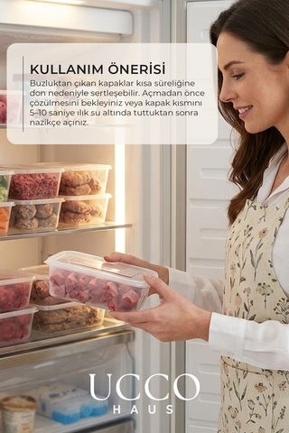 20 Adet 1000 Ml Ekonomik Buzdolabı & Mikrodalga Sızdırmaz Kapaklı Saklama Kabı Seti Buzluk Organizer Turuncu
