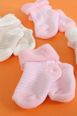 Baby Shez Pamuklu 4'lü Yenidoğan Bebek Kışlık Havlu Çorap Pembe