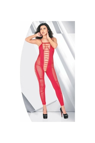 For Dreams 6005 Fantasy Body Stocking Fantezi Vücut Çorabı-Kırmızı-Std
