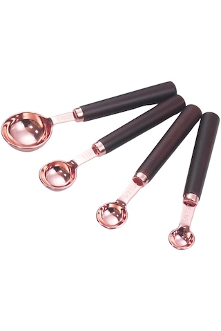 Homyl Çay Kurusu Sıvı Gıda Aksesuarları Için Ahşap Saplı 4 Ölçü Kaşığı