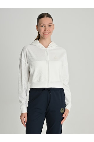 Fenerium Kadın Trend Palamut Pattern Sweat Ekru