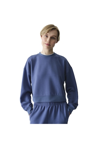 Penti Mavi İpeksi Dokunuş Silky Touch Kontrast Detaylı Bisiklet Yaka Sweatshirt