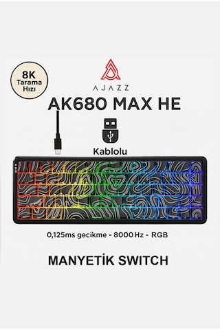 Ak680 Max Rapid Trigger Manyetik Switch Mekanik Kablolu Klavye Rgb 0.125 Ms Ultra Düşük Gecikme