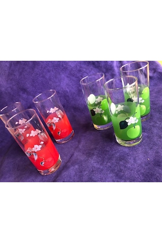 3lü Nostaljik Cam Su Bardağı - İçki Şerbet Bardak Seti