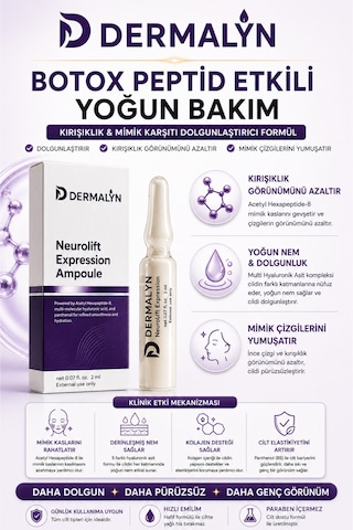 Dermalyn 5 Adet Peptid Etkili Dolgunlaştırıcı Kırışıklık Mimik Karşıtı Ampul Serum Dermaroller Dermapen