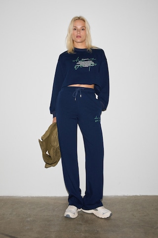 Grımelange Qerks Kadın Baskı Detaylı Oversize Lacivert Sweatshirt Lacivert