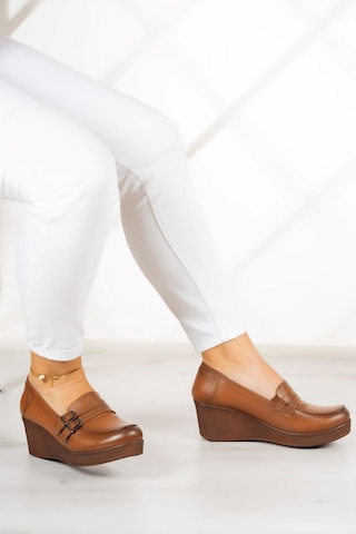 Erkan Saçmacı Taylor Taba Hakiki Deri Dolgu Topuklu Günlük Ayakkabı