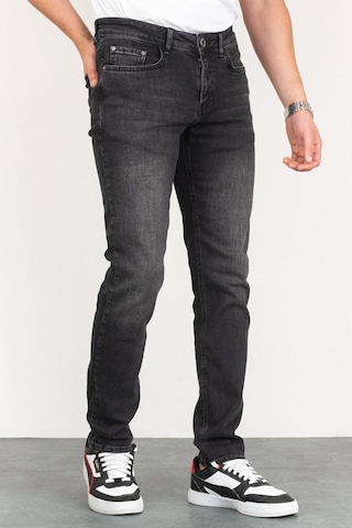 Erkek Taşlamalı Siyah Slim Fit Esnek Likralı Denim Jeans Kot Pan (524238360) Siyah