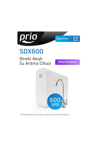 Prio Sdx600 Otomatik Yıkamalı Tanksız Ters Ozmoz Su Arıtma Cihazı