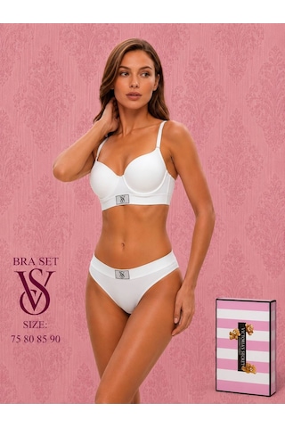 Victoria's Secret Victoria"s Secret Push Up Set Alt Üst Dolgulu Sütyen Ve Külot Takım 2"li Set Beyaz