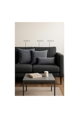 Gauze Fabric Design Kadife Serisi Kırlent, Yastık Kılıfı Gri, 45