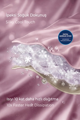 Soğutmalı Yatak Örtüsü Seti Tek Kişilik Soğuk Icecool 2 Parça Çift Taraflı Lila Bej