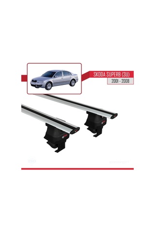 Skoda Superb 3u 2001-2008 Arası İle Uyumlu Ace-4 Ara Atkı Tavan Barı Gri