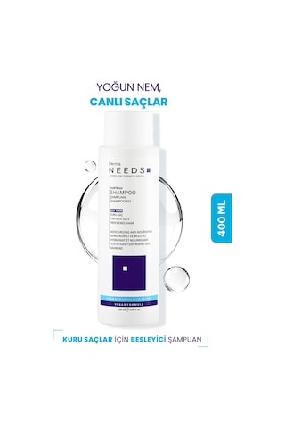 Derma Needs Yıpranmış Ve Kuru Saçlar İçin Şampuan 400 ML Besleyici Biotinli, B5 Vitaminli, Protein Sülfatsız