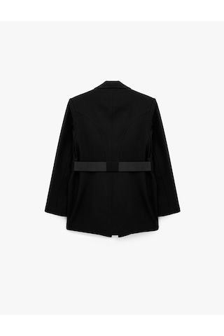 Koton Kemer Detaylı Geniş Yaka Uzun Kollu Blazer Ceket Siyah 7wak50048uw