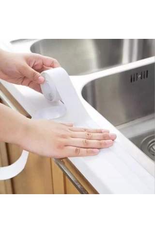 Lavabo Ve Banyo İçin Yuva Bandı, Banyo Ve Mutfak İçin Pvc Duvar Üzerinde Beyaz Kendinden Yapışkanlı Su Geçirmez Etiket 3.2m By 3.8cm