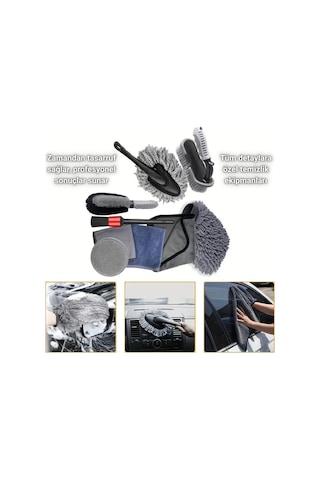 Polham Profesyonel 9 Parçalı Araba, Motorsiklet İçin Detaylı Araç Temizlik Ve Bakım Seti, İç Ve Dış Bakım Seti