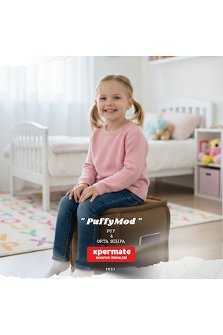 Dekoratif Kare Puf Orta Sehpa Ayak Uzatma Puf 40x40x42 Cm Puffymod Kahverengi