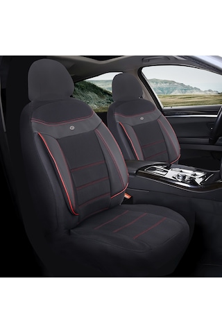 Renault Megane 2 Araçlara Uyumlu Oto Koltuk Kılıfı Seti - Venüs Serisi Siyah/kırmızı