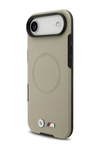 İphone 17 Air Uyumlu Kılıf Bmw Lisanslı M-safeli Metal Logolu Delikli M Dizayn Deri Kapak Gri Gri