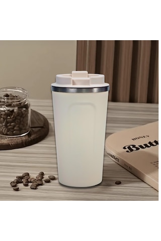 500 Ml Paslanmaz Çelik Bardak Termos Çift Katmanlı Beyaz