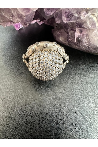 Otantik Zirkon Taşlı Gümüş Yüzük 925 Ayar 13 Gram