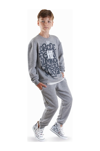 Denokids Harfler Erkek Çocuk Eşofman Takımı - Gri