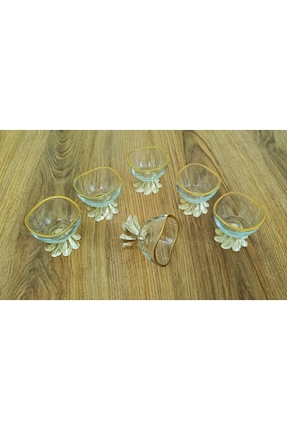 Alfafe Home 6 Lı Lüx Kahve Yanı Mini Lokumluk Şekerlik Sosluk Reçellik Çerezlik Kase Gold