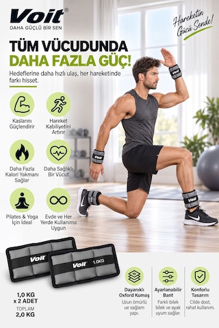 1 KG x 2 Adet Ayarlanabilir El ve Ayak Bilek Ağırlığı, Cırt Cırtlı Fitness ve Egzersiz Ağırlık Seti