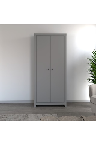 İnarch Dizayn Bled 2 Kapaklı Gardırop Şık Ve Minimalist Yatak Odası Dolabı Gri
