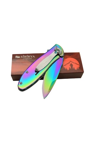 Sibirya Ayı Desenli Rainbow Kamp Çakı Çok Renkli