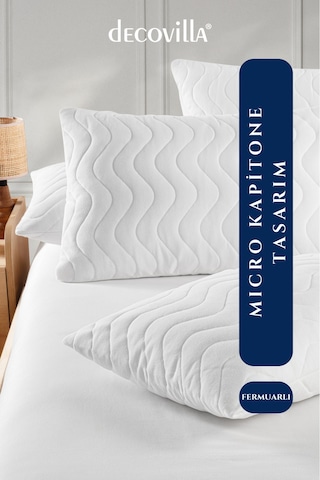 Micro Kapitone Yastık Alezi Sıvı Geçirmez 4 Lü Set Yastık Koruyucu 50x70 Beyaz