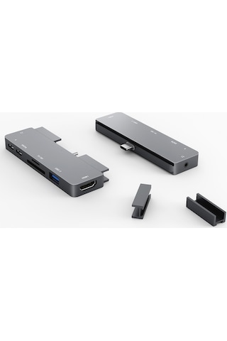 Symbee İpad Uyumlu Pro İçin 7-in-1 Usb-c Dönüştürücü: Hdmı, Pd, Sd/tf Kart Okuyucu, Usb 3.0 Hub - Gri