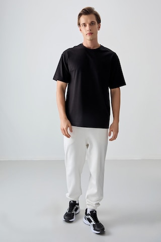 Air Jones Tommy Life Siyah Pamuklu Kalın Yumuşak Dokulu Oversize Fit Basic Erkek T-shirt - 88378 Siyah