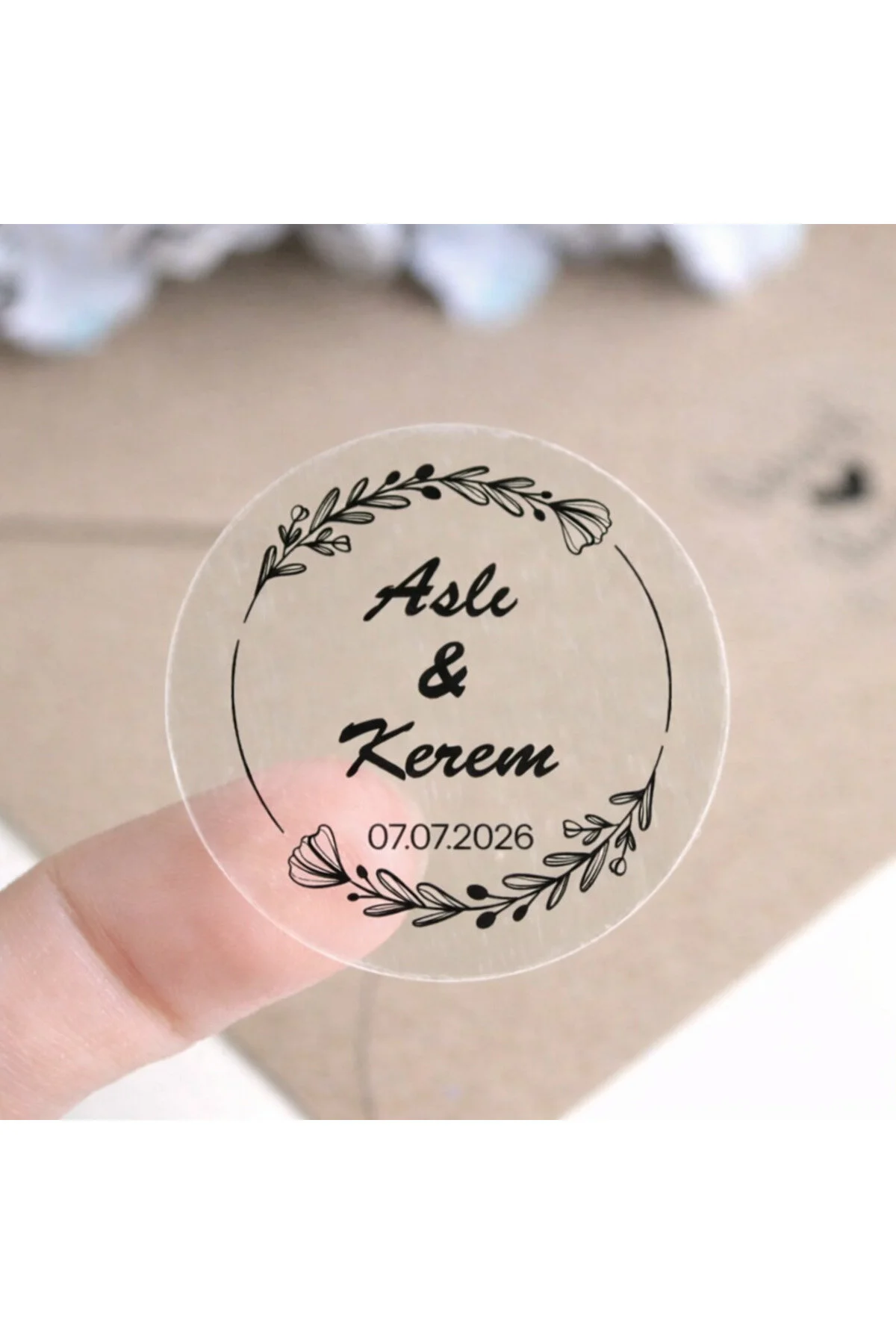 Kişiye Özel Kına-nişan-söz-nikah-düğün Etiketi-özel Kesim Siyah Şeffaf Sticker 100 Adet