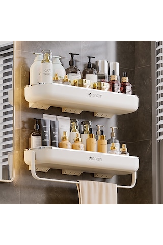 Reedark Duvar Takılı Banyo Dolapı - Delme Yok Kurulum, Makyaj Ve Havlu Saklama, Mutfak Organizer, Toplu Satış Krem Altın Diğer