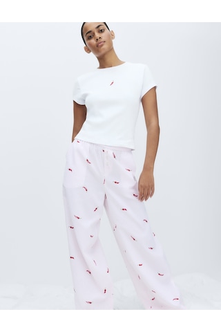 Marks & Spencer Desenli Pijama Üstü T37003735T Kırmızı