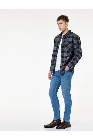 Koton Normal Bel Pamuklu Cepli Slim Fit Jean Pantolon - Brad Jean Orta İndigo 7wam40016nd