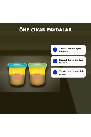 Yaratıcılığı Geliştiren 2'li Oyun Hamuru Seti - Rastgele Renklerle 1 Paket Çok Renkli