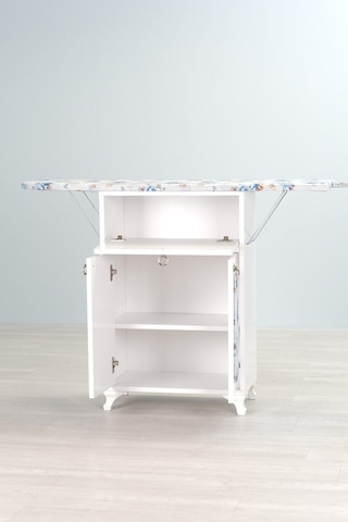 Mistik Home Rose Katlanır Dolaplı Ütü Masası Beyaz Gövde, Mavi Çiçek Desenli Beyaz/mavi