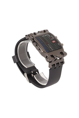 Xindoker Erkeklere Özel Yengeç Desenli Dijital Led Saat - İkili Zaman Gösterimi, Su Geçirmez, Dahili Pil Siyah Kasa-siyah Kayış Turuncu