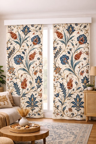 140x260 Ölçüsünde 2 Adet Bohem Fon Perde. Boho Tarz Koleksiyon Ürünü. Çok Renkli
