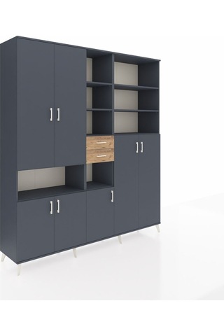 Hyperion Dolap 17 Raflı 2 Çekmeceli 7 Kapaklı 220x44x243 Antrasit-antrasit/çam Antrasıt/atlas Çam