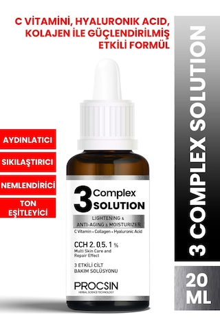 Procsın Aydınlatıcı + Sıkılaştırıcı + Nemlendirici 3 Complex Solution 20 ML