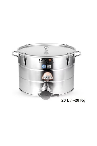 Caadex Bal Dinlendirme Kazanı, Paslanmaz Musluklu, Paslanmaz, 20 L / 28 Kg, Cx-camcs28